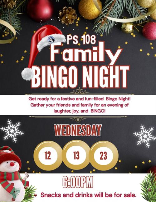 Family Bingo Night 12/13 at 6:00pm